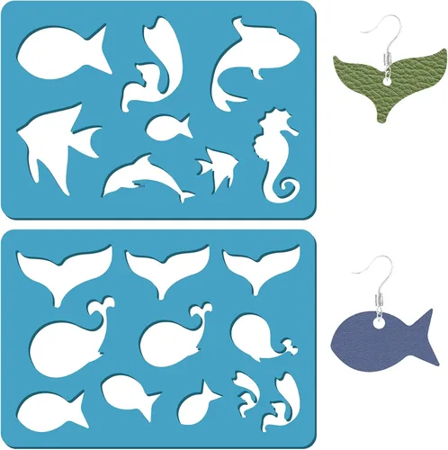 GORGECRAFT Plantilla de 2 estilos para hacer aretes, plantilla de animales marinos, criaturas oceánicas, plantillas de formas de joyería, plantillas