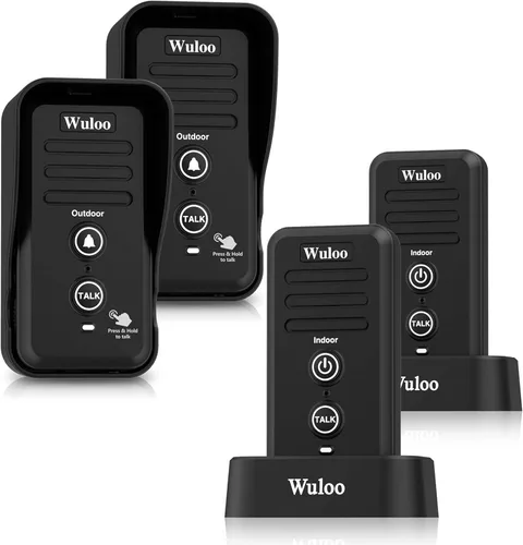 Miniatura 10 de Wuloo Timbre de intercomunicador inalámbrico para aula en casa, timbre electrónico impermeable con rango de 1/2 milla, 3 niveles de volumen, batería