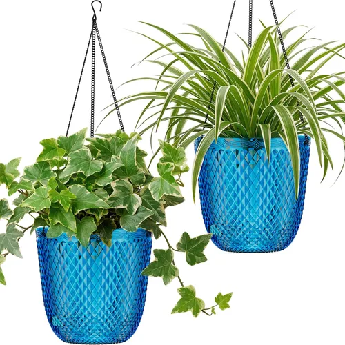 Miniatura 17 de Paquete de 2 macetas colgantes de riego automático de 7.2 pulgadas para plantas de interior y exterior, macetas colgantes de macramé de 34 pulgadas