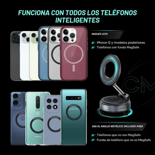 Miniatura 9 de CARMOUNT Clutch-X™ Black - Soporte de teléfono con ventosa para iPhone con ventosa para iPhone, soporte de teléfono de ventana para viajes, soporte