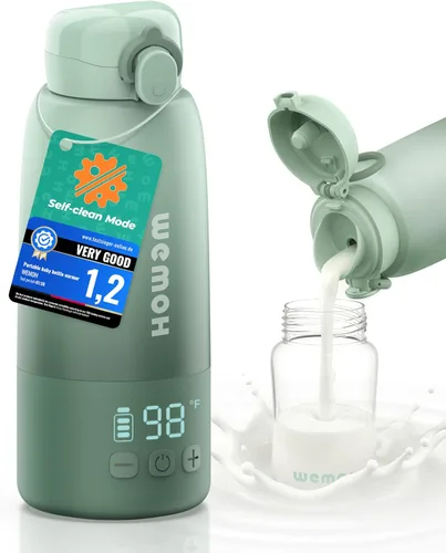 Calentador de leche portátil mejorado con función de autolimpieza, calentamiento rápido de 110 W para leche materna y fórmula, calentador de