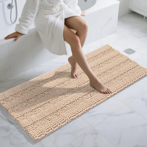 Miniatura 92 de Yimobra Alfombras lavables para baño, alfombra de baño de chenilla súper suave y absorbente para piso y alfombra, alfombra antideslizante de secado