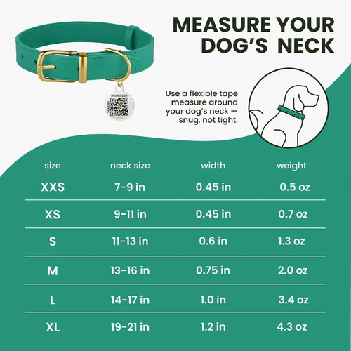 Miniatura 7 de BRONZEDOG Collar de cuero para perro con etiqueta de identificación QR, collares básicos para mascotas pequeños mini, gatos, cachorros