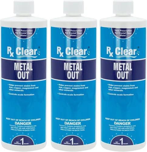 Rx Clear Metal Out | Evita manchas, decoloración y acumulación de incrustaciones en las superficies | Minerales complejos de quelatos de piscinas |