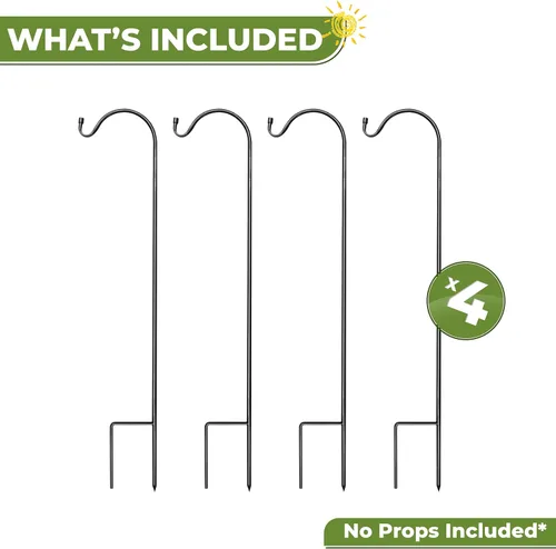 Miniatura 5 de Sorbus® Shepherd's Hooks - Juego de 4 estacas extensibles para macetas de jardín para comederos de pájaros, decoración al aire libre, plantas