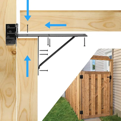 Miniatura 2 de Kit de herrajes para puerta de valla resistente, kit anti caída, 2x4s ajustables para puertas de valla de madera, ventanas y puertas de cobertizo