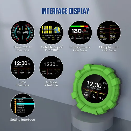 Miniatura 3 de MR CARTOOL Medidor de pendiente GPS, inclinómetro digital, velocímetro de coche, pantalla frontal HUD para vehículos todoterreno (M95, M95)