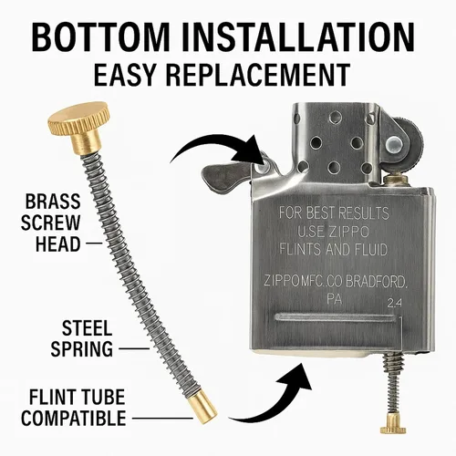 Miniatura 6 de Kit de reparación de mechero IN SELECT - Partes de repuesto de resorte de pedernal compatibles con mecheros Zippo, piezas de latón duraderas