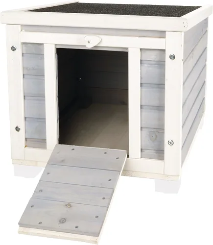 Miniatura 3 de TRIXIE Casa pequeña para gatos al aire libre, resistente a la intemperie, con suelo elevado, techo de asfalto con bisagras y apertura cubierta