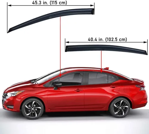 Miniatura 2 de Lightronic Visor de ventana para ventilación exterior extra duradero de montaje exterior, se ajusta a 2020-2025 Nissan Versa Sedan (S/SR/SV)