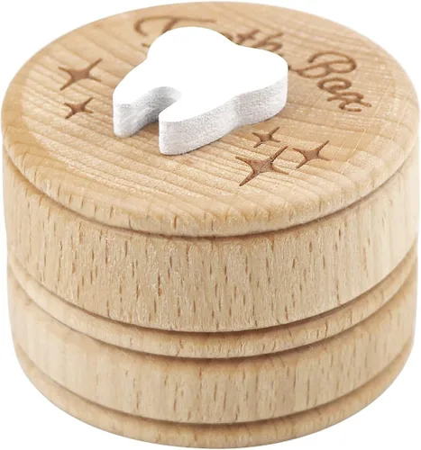 Miniatura 2 de Caja de madera de hadas de dientes caídos, caja de almacenamiento de recuerdos para niños y niñas, lindo soporte para dientes perdidos (1 pieza)