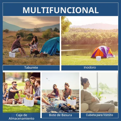 Miniatura 6 de Hapoon Inodoro Plegable Portátil XL para Acampar con Tapa - Orinal Portátil de Viaje para Adultos, Gris