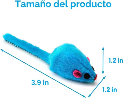 Miniatura 5 de 12 piezas de juguetes de ratón para gatos, juguetes de ratones de felpa sintética para gatos con cuerpo de plástico, juguetes interactivos de hierba