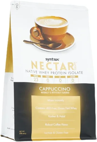 Miniatura 2 de Syntrax Nutrition Nectar Lattes, 100% proteína de suero aislado en polvo, capuchino, 2 libras