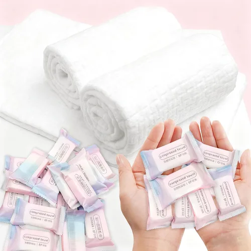 Miniatura 8 de Toallas comprimidas – Toalla de baño comprimida de 55 x 28 pulgadas, 5 toallas de baño desechables grandes para viajes, toallas de baño de algodón