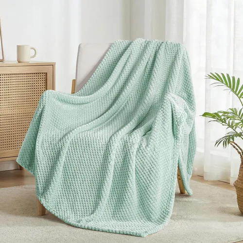 Miniatura 62 de Exclusivo Mezcla - Manta de vellón extragrande para sofá o cama, mantas supersuaves y cálidas con textura de gofre, acogedora, mullida y ligera Azul