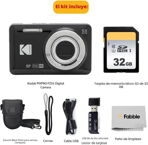 Miniatura 2 de KODAK PIXPRO FZ55 - Cámara digital de 16 Mp de punto y disparo, zoom óptico 5X, ángulo amplio de 28 mm, video Full HD 1080P, paquete con tarjeta SD