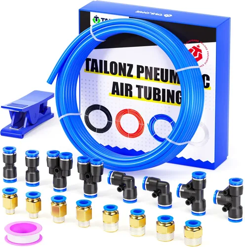 Miniatura 10 de TAILONZ PNEUMATIC Azul 0.236 in OD 0.157 in ID poliuretano PU manguera de aire tubo kit 32.8 ft 32.8ft