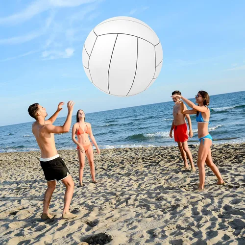 Miniatura 7 de Libima Pelotas inflables gigantes de voleibol de playa de 27 pulgadas, pelota deportiva inflable, voleibol blanco, juegos de piscina, juguetes