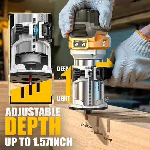 Miniatura 4 de MtiolHig Enrutador compacto inalámbrico compatible con batería DeWalt de 20 V (solo herramienta), herramienta de enrutador de 6 velocidades