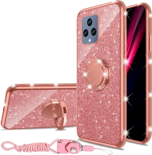 Miniatura 11 de Funda para T-Mobile Revvl 6 5G (no Revvl 6 Pro), Funda para T-Mobile T Phone 5G/Revvl 6X Niñas Mujeres Glitter Linda Cubierta Transparente de Púrpura