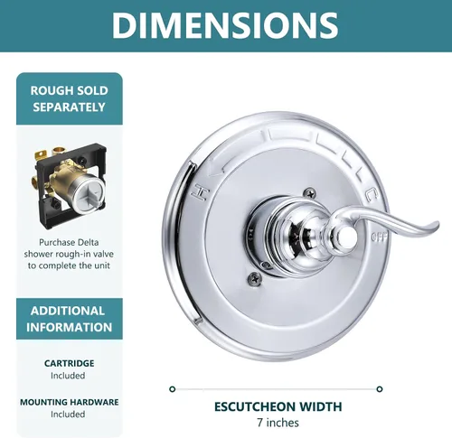Miniatura 3 de Repuesto de ajuste de válvula de equilibrio de presión para Delta BT14096 Windemere 14 Series, cromo