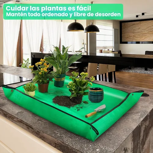 Miniatura 4 de Alfombrilla grande de 39.5" X 31.5" para trasplantar plantas de interior y control de tierra, bandeja portátil para macetas, regalos de plantas