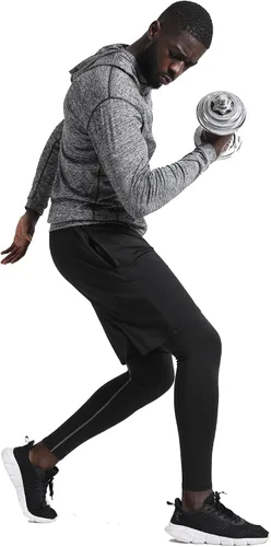 Miniatura 3 de BUYJYA 5 piezas de pantalones de compresión para hombre, camisa de manga larga, conjunto atlético, ropa de gimnasio, entrenamiento, regalo del día