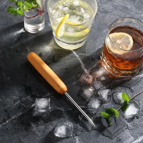Miniatura 5 de New Star Foodservice Picador de hielo de acero al carbono con mango de madera dura, trituradora de hielo de 7.5 pulgadas, herramienta de bar