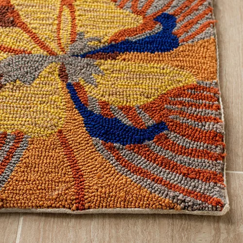 Miniatura 3 de SAFAVIEH Four Seasons Collection FRS468C - Alfombra floral con gancho a mano, 5 x 7 pies, gris/naranja