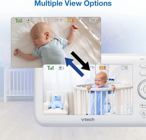 Miniatura 12 de VTech VM5463-2 Monitor de bebé con pantalla de 5 pulgadas y 2 cámaras, inclinación panorámica con zoom, luz nocturna, proyector de luz en el techo