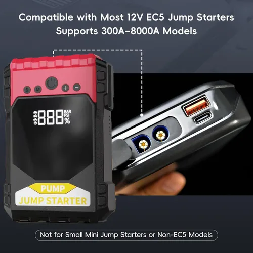 Miniatura 3 de EC5 - Abrazaderas de arranque inteligentes, EC5 Heavy Duty Jump Starter Automotive Booster Cables de repuesto abrazaderas de cocodrilo con pantalla
