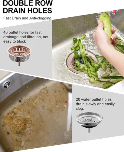 Miniatura 6 de BOTEMY B9171 Kit de drenaje de fregadero de cocina de cobre 3 1/2 colador para fregadero de cocina con colador de acero inoxidable, tapón de Cobre