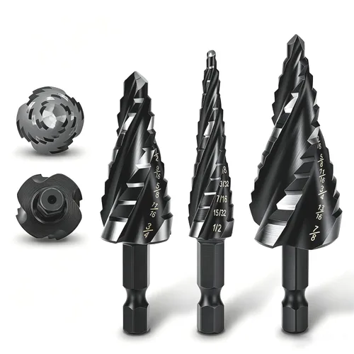Miniatura 13 de Cobalt M35 - Broca escalonada de 1/4 a 3/4 pulgadas, revestimiento TiAlN con 4 brocas en espiral, 9 tamaños M35 cobalto HSS para acero inoxidable