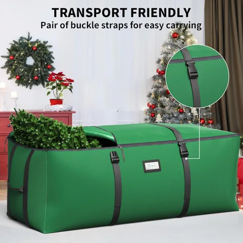 Miniatura 4 de Bolsa de almacenamiento para árbol de Navidad BROSYDA, se adapta a árboles artificiales de hasta 9 pies con correas de hebilla y dobles cremalleras