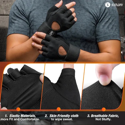 Miniatura 3 de SIMARI Guantes de entrenamiento transpirables para hombres y mujeres, guantes acolchados para levantamiento de pesas con gran agarre, protección