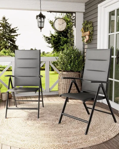 Miniatura 9 de Crestlive Products. Conjunto de 2 sillas plegables de patio, 7 niveles ajustables, reclinables, con respaldo alto, para exterior, sillas de césped