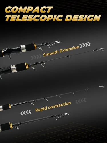 Miniatura 7 de Jenseits Travel Fishing Rod, Telescopic & 4-Piece Portable 24T Carbon Fiber Rod, Stainless Steel Guides w/Ceramic Inserts, Fast Action, Medium to