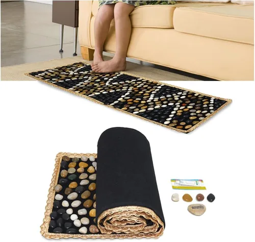 Alfombrilla de masaje de pies de adoquines de guijarros para masaje de reflexología, alivio de acupresión, estimula la circulación sanguínea para