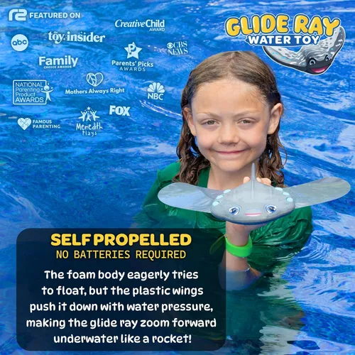 Miniatura 2 de Juguetes de Piscina para Niños: Juguete de Torpedo Raya de Piscina para Nadar - Juguete de Agua Autopropulsado que se Desliza Bajo el Agua - Los