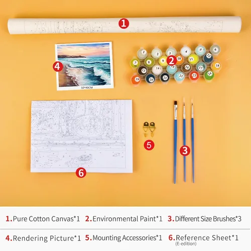 Miniatura 3 de TUMOVO Pintura por números para adultos, kits de pintura de playa por números, pintura al óleo de paisaje costero colorido para adultos, kit