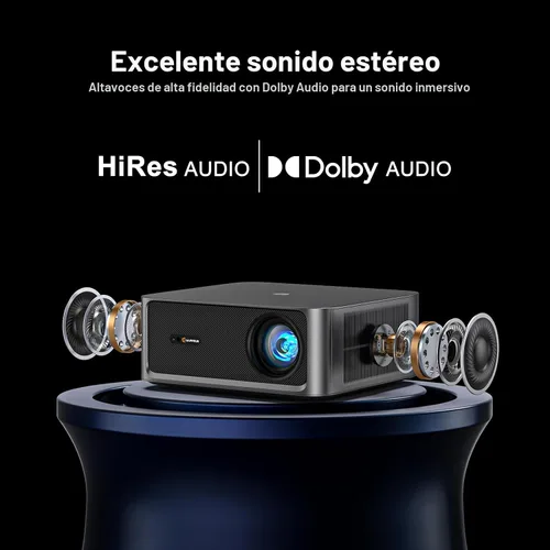 Miniatura 6 de HAPPRUN Proyector para exteriores de 2500 lúmenes ANSI con aplicaciones de transmisión integradas, resolución de decodificación 4K, audio Dolby