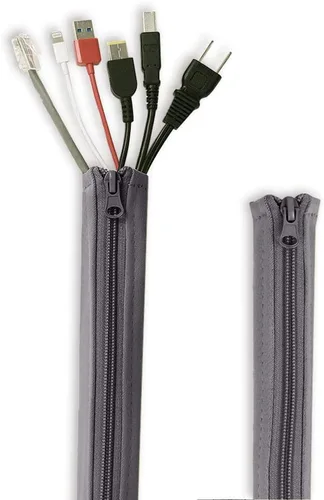 Miniatura 8 de StangH Organizador de mangas para organizar cables, 19 pulgadas, para el hogar y la oficina, con cremallera, organizador de cables, envoltura