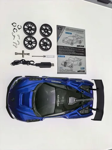 Miniatura 13 de Coche de deriva a control remoto 1:16, auto de deriva a control remoto, recargable de alta velocidad, juguetes 4WD 2.4GHz escala completa azul RC