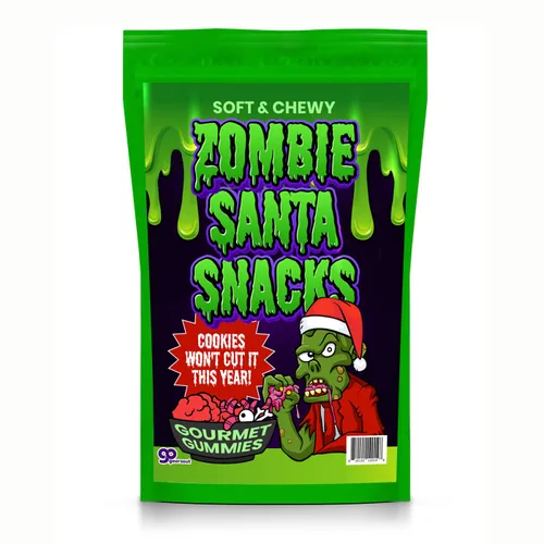 Zombie Santa Snacks - Gomitas de gomitas gourmet para niños - Divertido regalo de Navidad espeluznante de zombi - Ojos masticables, cerebros, dedos