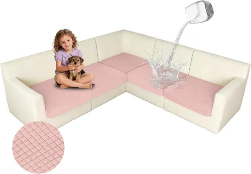 Miniatura 29 de ALIECOM Fundas 100% impermeables para sofá seccional esquinero en forma de L, fundas de cojín de jacquard elásticas para mascotas y perros