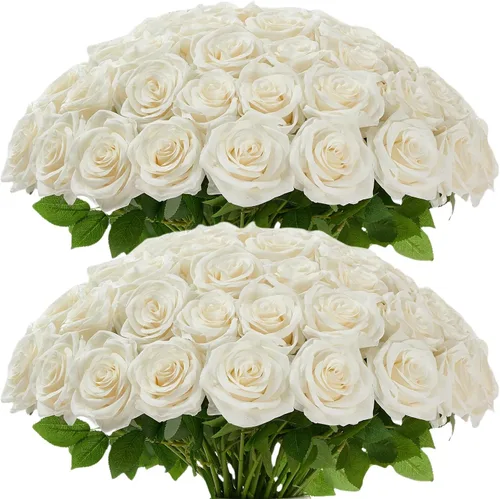 Miniatura 10 de Carlita's Blooms 15 piezas Rosas Falsas Flores Artificiales de Seda Flor Rosa Falsa Tallos Largos Ramo para Arreglo Centro de Mesa de Boda Fiesta