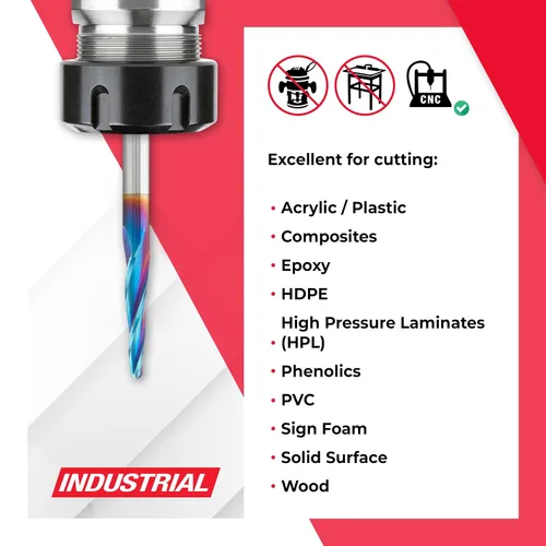 Miniatura 3 de Amana Tool 46286-K Brocas de enrutador CNC en espiral de corte de carburo para plástico, madera 2D/3D tallado 3.6 grados punta de bola de ángulo