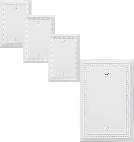 Miniatura 39 de OKAWYC Cubierta de Interruptor de Luz de Tomacorriente Dúplex Individual Belaire de Metal con Cuentas para Pared, Paquete de 4 Latón Antiguo 1 Gang