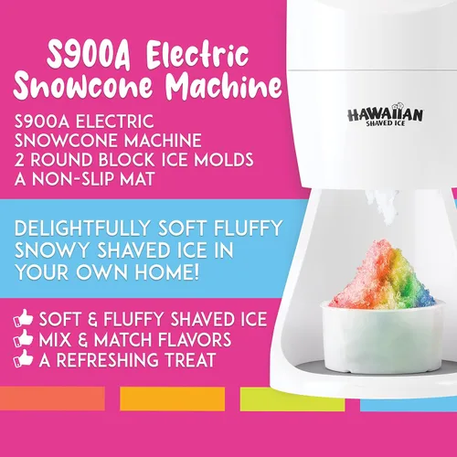 Miniatura 3 de Hawaiian Shaved Ice Máquina de hielo afeitado S900A con kit de jarabe de cono de nieve de cereza, uva y frambuesa azul, también incluye vasos